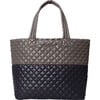 Women's Large Metro Deluxe Adjustable Strap Tote Bag, Black & Magnet Colorblock - Bags - 1 - thumbnail