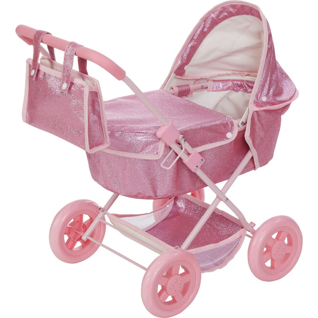 Olivia's Little World Baby Doll Bassinet Pram, Hot Pink