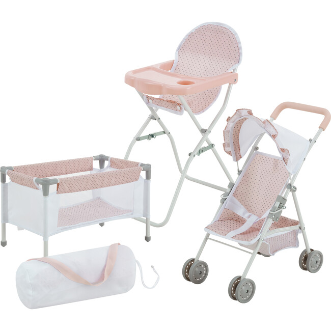 Olivia's Little World Baby Doll 3pc Nursery Set, Pink & Gray