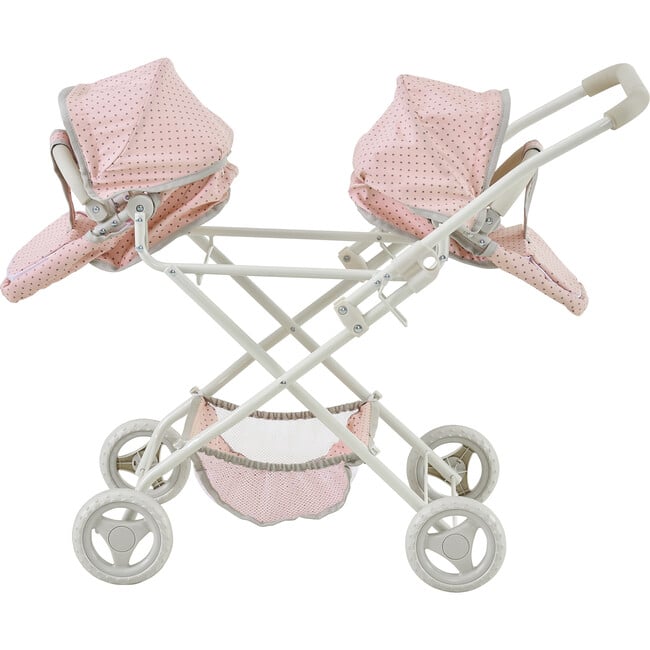 Olivia's Little World Doll Double Bassinet Stroller, Pink/Gray - Doll Accessories - 4