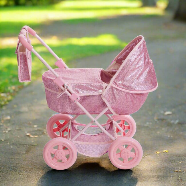 Olivia's Little World Baby Doll Bassinet Pram, Hot Pink - Doll Accessories - 6