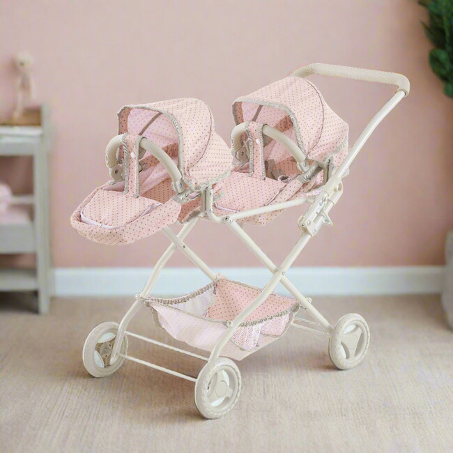 Olivia's Little World Doll Double Bassinet Stroller, Pink/Gray - Doll Accessories - 7