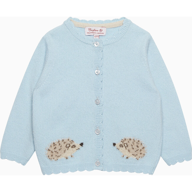 Little Hedgehog Scalloped Edge Cardigan, Sea Blue