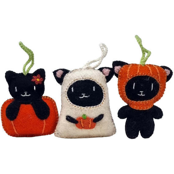 Halloween Cat Ornament Set