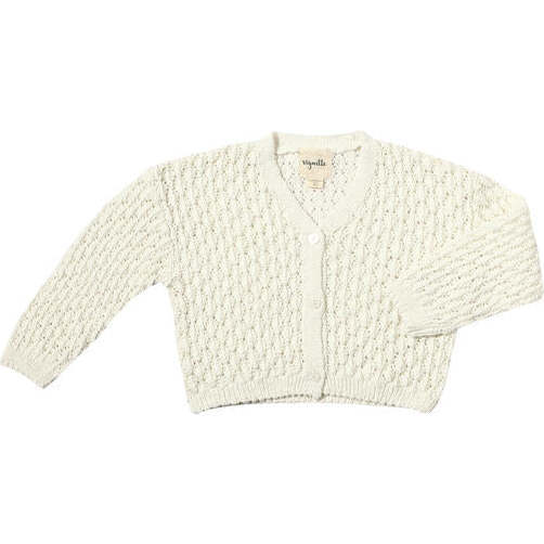 Margot Diamond Knit Crop Cardigan, White