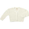 Margot Diamond Knit Crop Cardigan, White - Sweaters - 1 - thumbnail