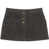 Daphne Corduroy 3-Buttoned Pocket Mini Skirt, Grey - Skirts - 1 - thumbnail