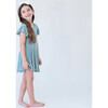 Cap Sleeve Twirl Dress, Dusty Blue - Dresses - 4