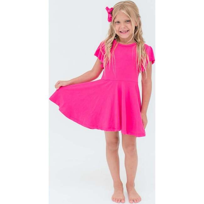 Cap Sleeve Twirl Dress, Hot Pink - Dresses - 2