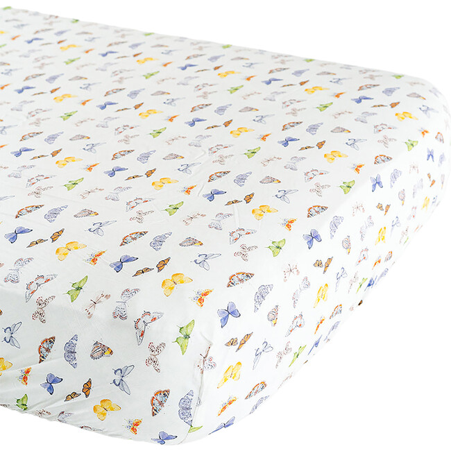 The Butterfly Print Crib Sheet, Multicolors