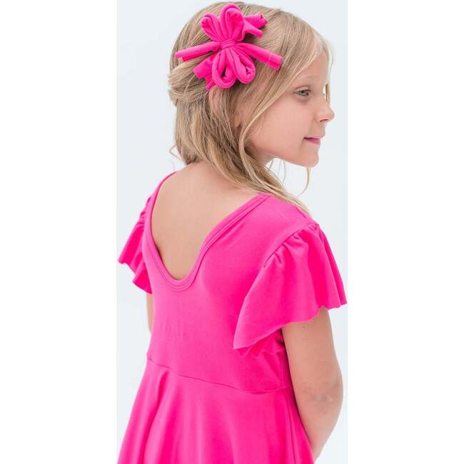 Cap Sleeve Twirl Dress, Hot Pink - Dresses - 3