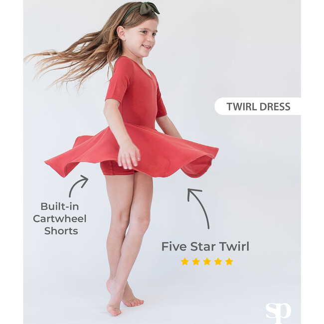 Quarter Sleeve Twirl Dress, Rust - Dresses - 3