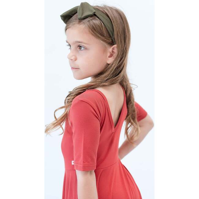 Quarter Sleeve Twirl Dress, Rust - Dresses - 4