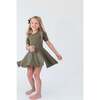 Quarter Sleeve Twirl Dress, Olive Green - Dresses - 2