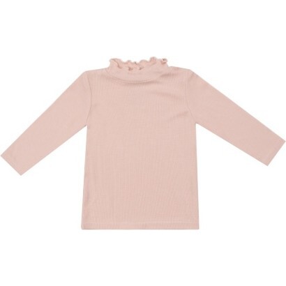 Ribbed Pale Blush L/S Mock Turtleneck, Pink