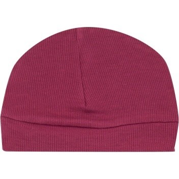 Ribbed Rose Bud Beanie Hat, Burgundy