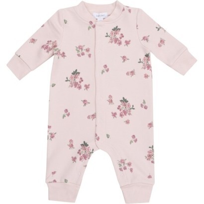 French Terry Woodsorrel Baseball Collar Romper, Pink