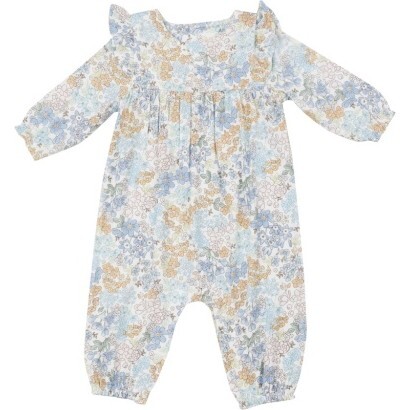 Edith'S Floral Ruffle Sleeve Romper, Blue