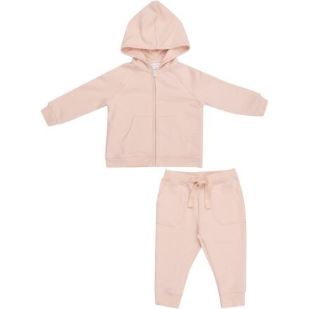 French Terry Pink Solid Hoodie And Jogger, Pink