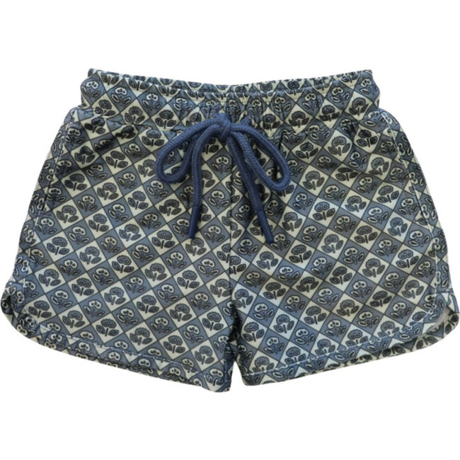 Salt Elastic Waist Drawstring Swim Trunks, Blue