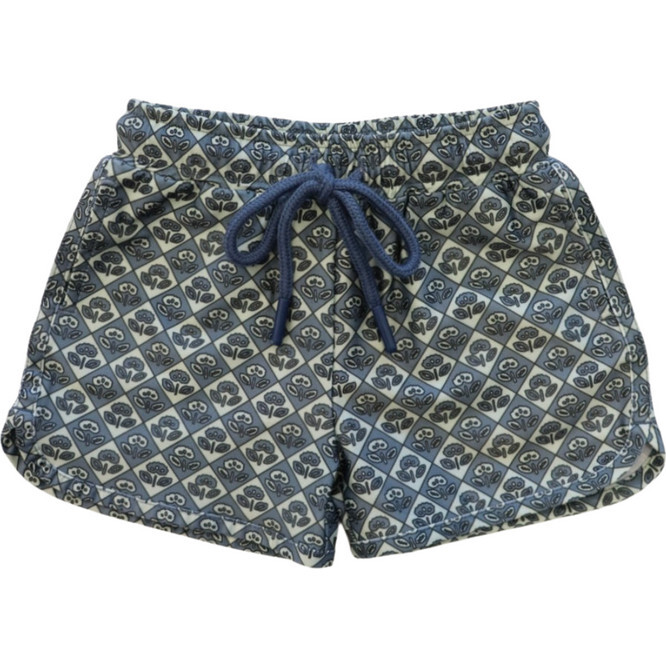Salt Elastic Waist Drawstring Swim Trunks, Blue - Swim Trunks - 1