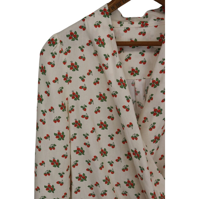 Women's Strawberry Print Long Sleeve Amelia Wrap Blouse, Multicolors - Blouses - 2