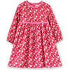 Toddler Floral Print Lace Trim Long Sleeve Dress, Red & White - Dresses - 1 - thumbnail