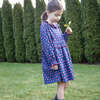 Girls All-Over Print Ruffle Collar Long Sleeve Dress, Red & Navy - Dresses - 2