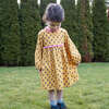 Toddler All-Over Print Lace Trim Long Sleeve Dress, Yellow & Pink - Dresses - 4