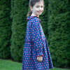 Girls All-Over Print Ruffle Collar Long Sleeve Dress, Red & Navy - Dresses - 5