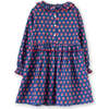 Girls All-Over Print Ruffle Collar Long Sleeve Dress, Red & Navy - Dresses - 6