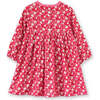 Toddler Floral Print Lace Trim Long Sleeve Dress, Red & White - Dresses - 5