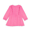 Ruffle Corduroy Long Sleeve Back Zip Dress, Pink - Dresses - 2