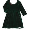 Holiday Velvet Embroidered Long Sleeve Twirly Dress, Emerald - Dresses - 1 - thumbnail