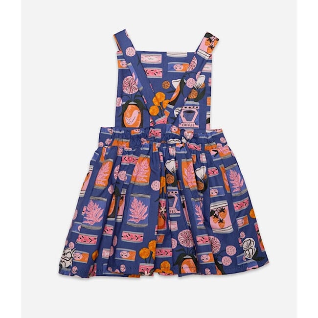 Pinafore Print Elastic Waist Full Skirt Dress, Tin Can Flowers - Dresses - 5