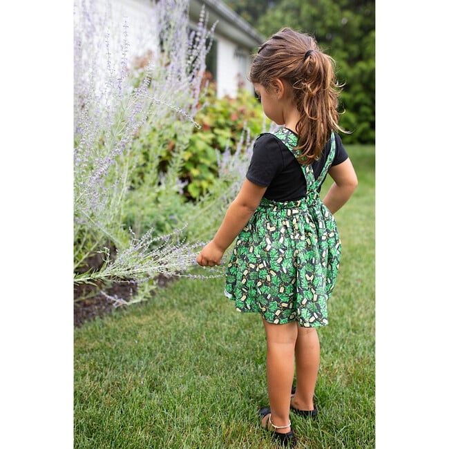 Pinafore Print Elastic Waist Full Skirt Dress, Herbs - Dresses - 4