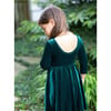 Holiday Velvet Embroidered Long Sleeve Twirly Dress, Emerald - Dresses - 4