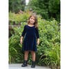 Twirly Stretch Velvet Scoop Back Long Sleeve Knit Dress, Navy - Dresses - 7