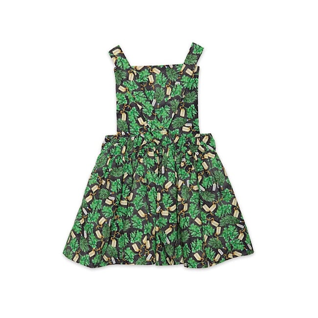 Pinafore Print Elastic Waist Full Skirt Dress, Herbs - Dresses - 7