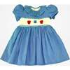 Back to School Apple Dress, Blue - Dresses - 1 - thumbnail