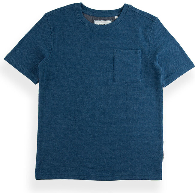 Pele Crew Neck Short Sleeve Pocket T-Shirt, Dark Blue