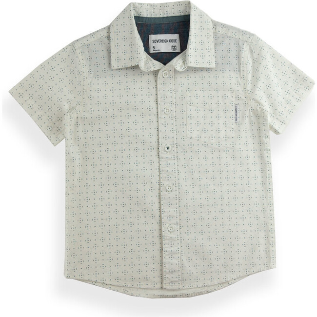 Tom Short Sleeve Button-Down Shirt, Insight & Ecru