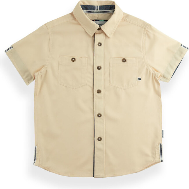 Stable Chambray Short Sleeve 2-Pocket Shirt, Birch