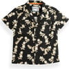 Oscar Floral Print  Short Sleeve 2-Pocket Shirt, True Black & Kalan - Button Downs - 1 - thumbnail