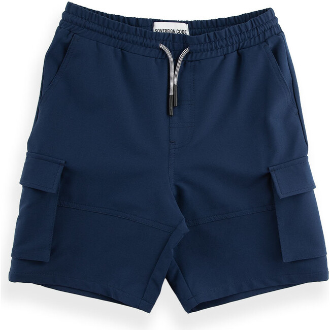 Loop 4-Way Stretch Cargo Pocket Drawstring Shorts, Navy