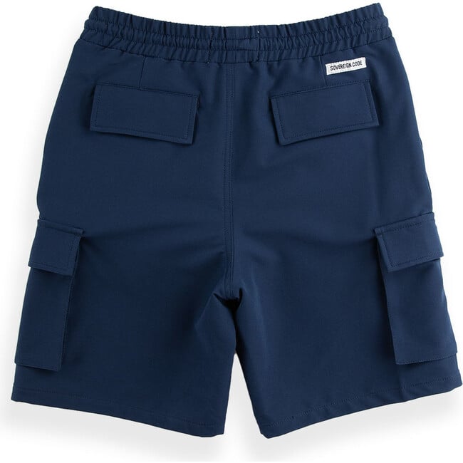 Loop 4-Way Stretch Cargo Pocket Drawstring Shorts, Navy - Pants - 2