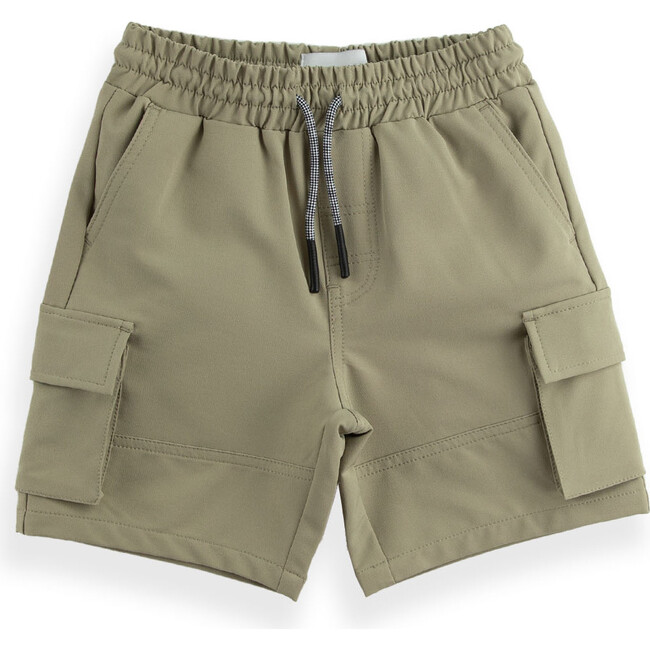 Loop 4-Way Stretch Cargo Pocket Drawstring Shorts, Stone