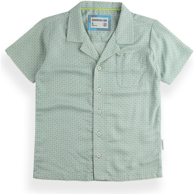 Cove All-Over Print Camp Collar Short Sleeve Shirt, Sky Blue & Stargate