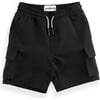 Loop 4-Way Stretch Cargo Pocket Drawstring Shorts, Black - Pants - 1 - thumbnail