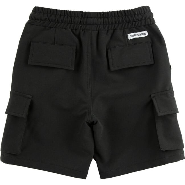 Loop 4-Way Stretch Cargo Pocket Drawstring Shorts, Black - Pants - 2